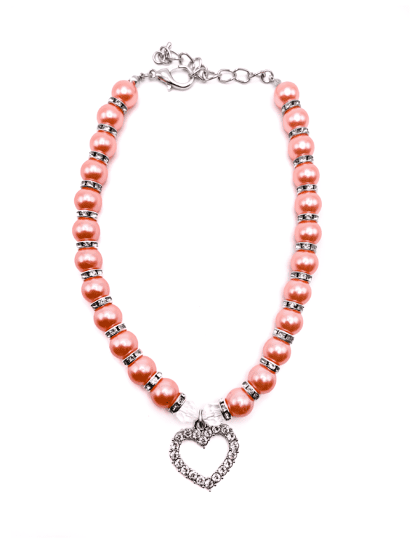 Dog Necklace - Heart and Pearl Crystal