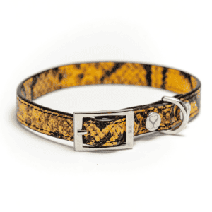 Dog Collar - The Italian Taylor Yellow and Black Embossed Leather
