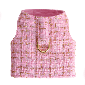 Tweed Dog Harness - Pink
