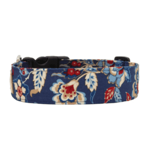 Dog Collar - Navy and Red Patriotic Floral
