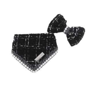 Scarf and Bow Ensemble - Elegant Pearl-Trimmed for Small Dogs