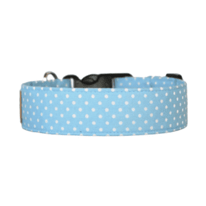 Dog Collar - Light Blue and White Polka Dot