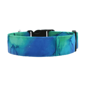 Blue Green Marble Dog Collar
