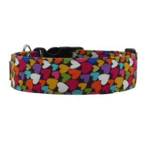 Dog Collar - Multicolor Rainbow Heart