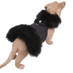Big Bow Black Fur Dog Coat