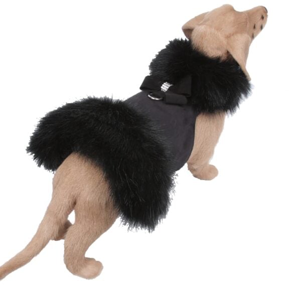Big Bow Black Fur Dog Coat
