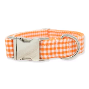 Orange Gingham Dog Collar